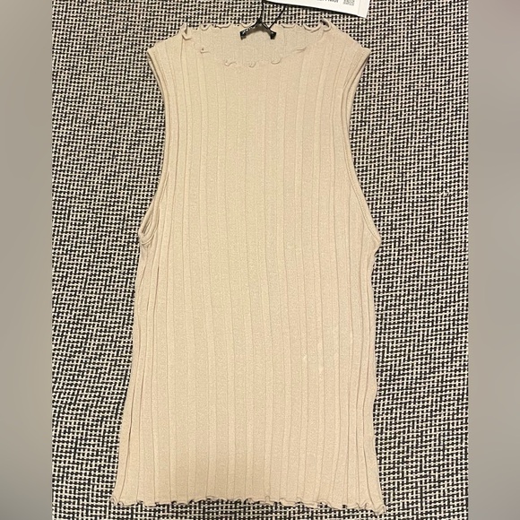 Zara Beige Ribbed Tank Top - Picture 2 of 4